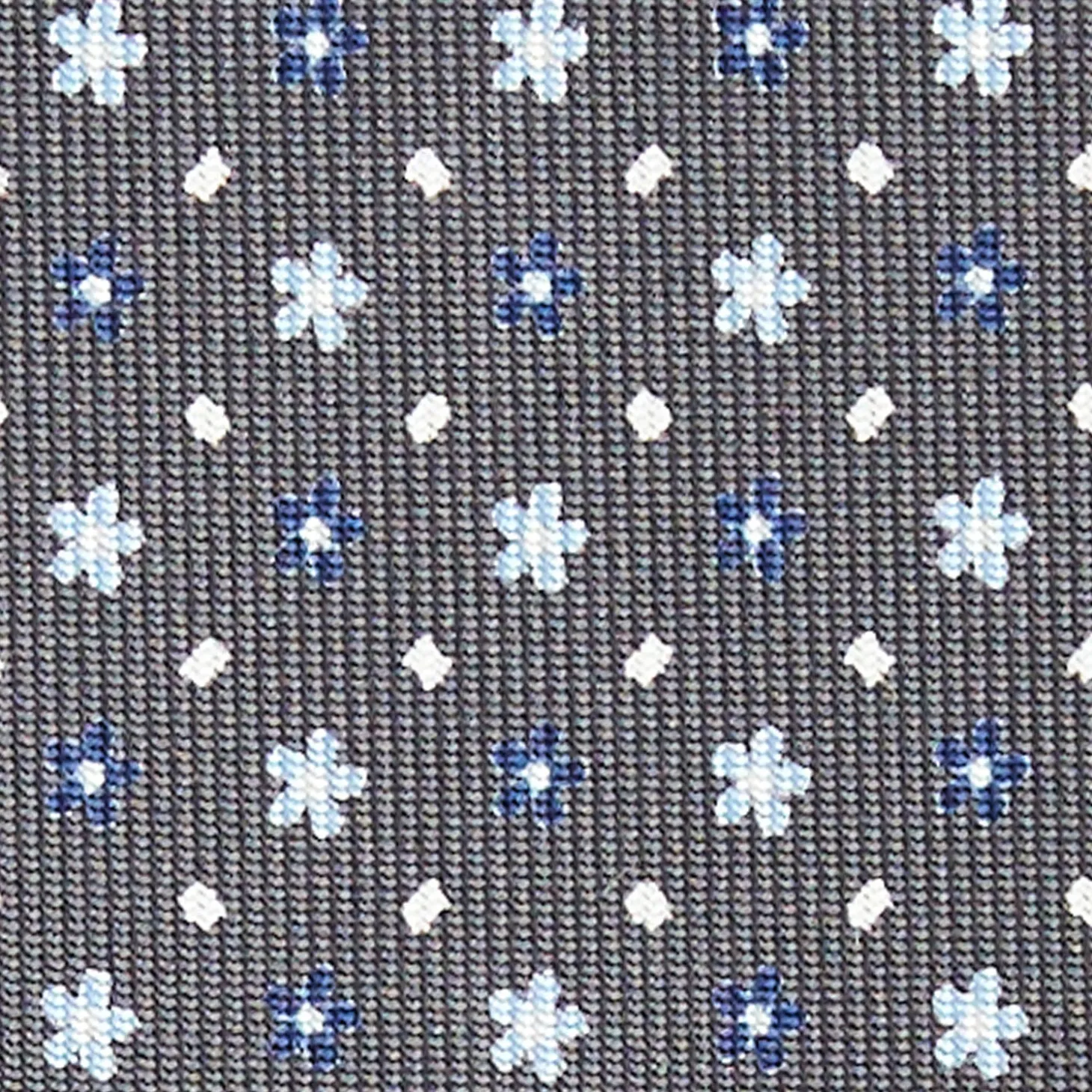 CRAVATTA SARTORIALE CLASSICA IN SETA GRIGIO SCURO Microfantasia fiore