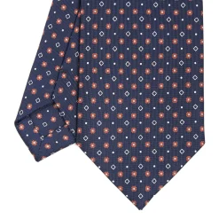 CRAVATTA SARTORIALE CLASSICA IN SETA BLU SCURO Microfantasia fiore