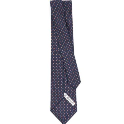 CRAVATTA SARTORIALE CLASSICA IN SETA BLU SCURO Microfantasia fiore