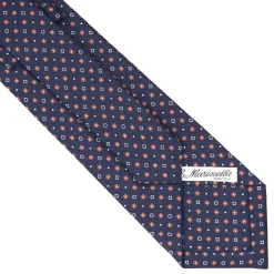 CRAVATTA SARTORIALE CLASSICA IN SETA BLU SCURO Microfantasia fiore