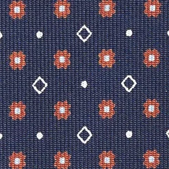 CRAVATTA SARTORIALE CLASSICA IN SETA BLU SCURO Microfantasia fiore