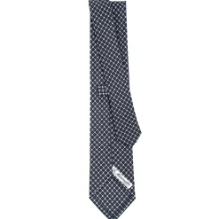 CRAVATTA SARTORIALE CLASSICA IN SETA BLU SCURO Microfantasia fiore