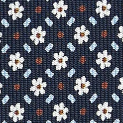 CRAVATTA SARTORIALE CLASSICA IN SETA BLU SCURO Microfantasia fiore