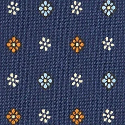 CRAVATTA SARTORIALE CLASSICA IN SETA BLU Microfantasia fiore
