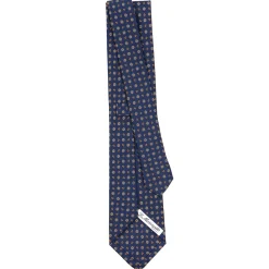 CRAVATTA SARTORIALE CLASSICA IN SETA BLU Microfantasia fiore