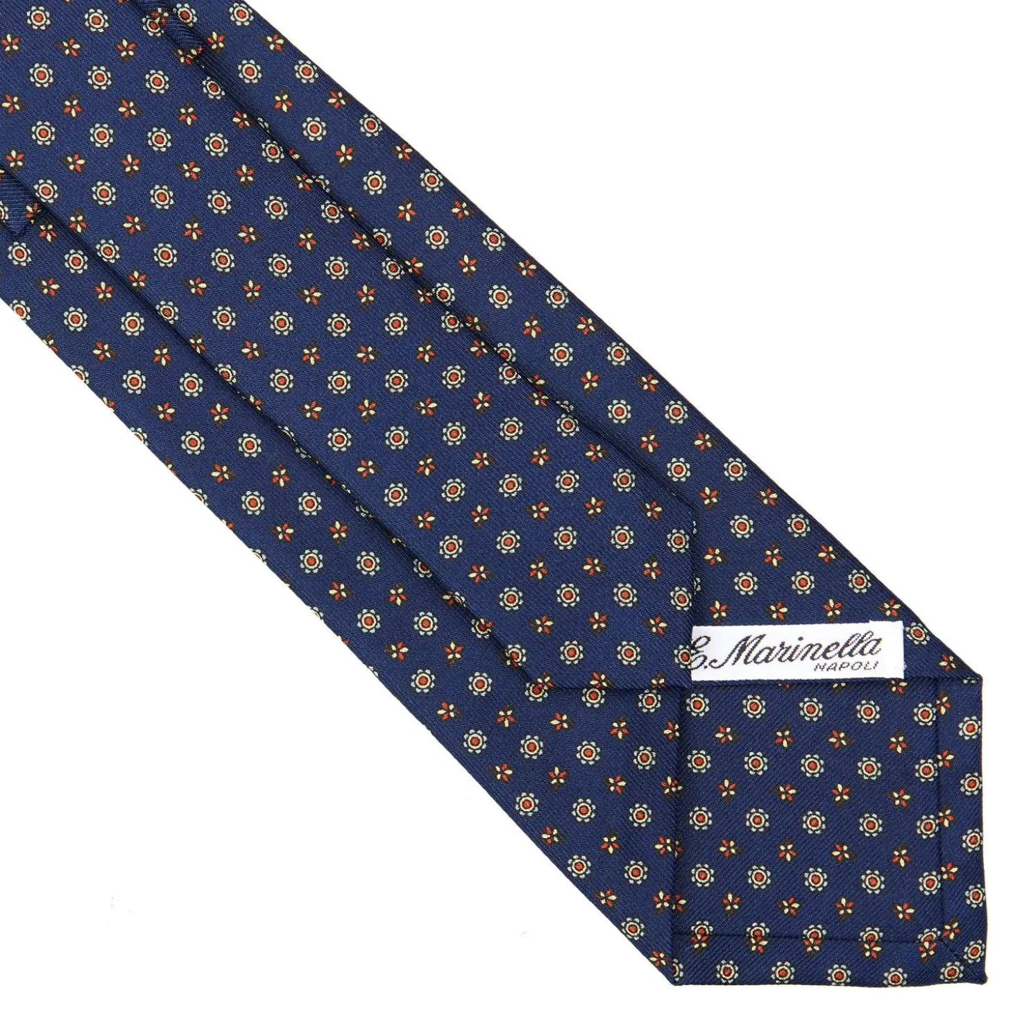 CRAVATTA SARTORIALE CLASSICA IN SETA BLU Microfantasia fiore