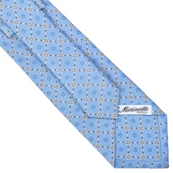 CRAVATTA SARTORIALE CLASSICA IN SETA AZZURRA Microfantasia fiore