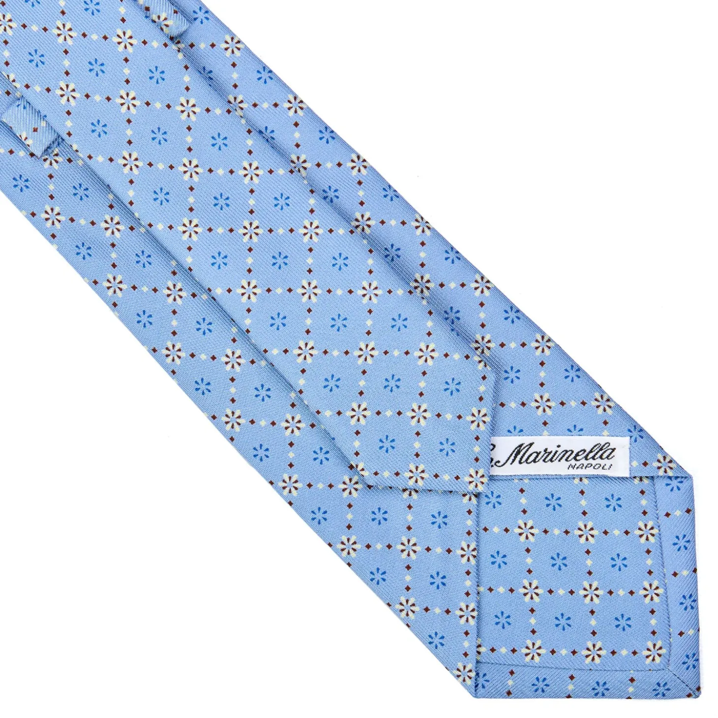 CRAVATTA SARTORIALE CLASSICA IN SETA AZZURRA Microfantasia fiore