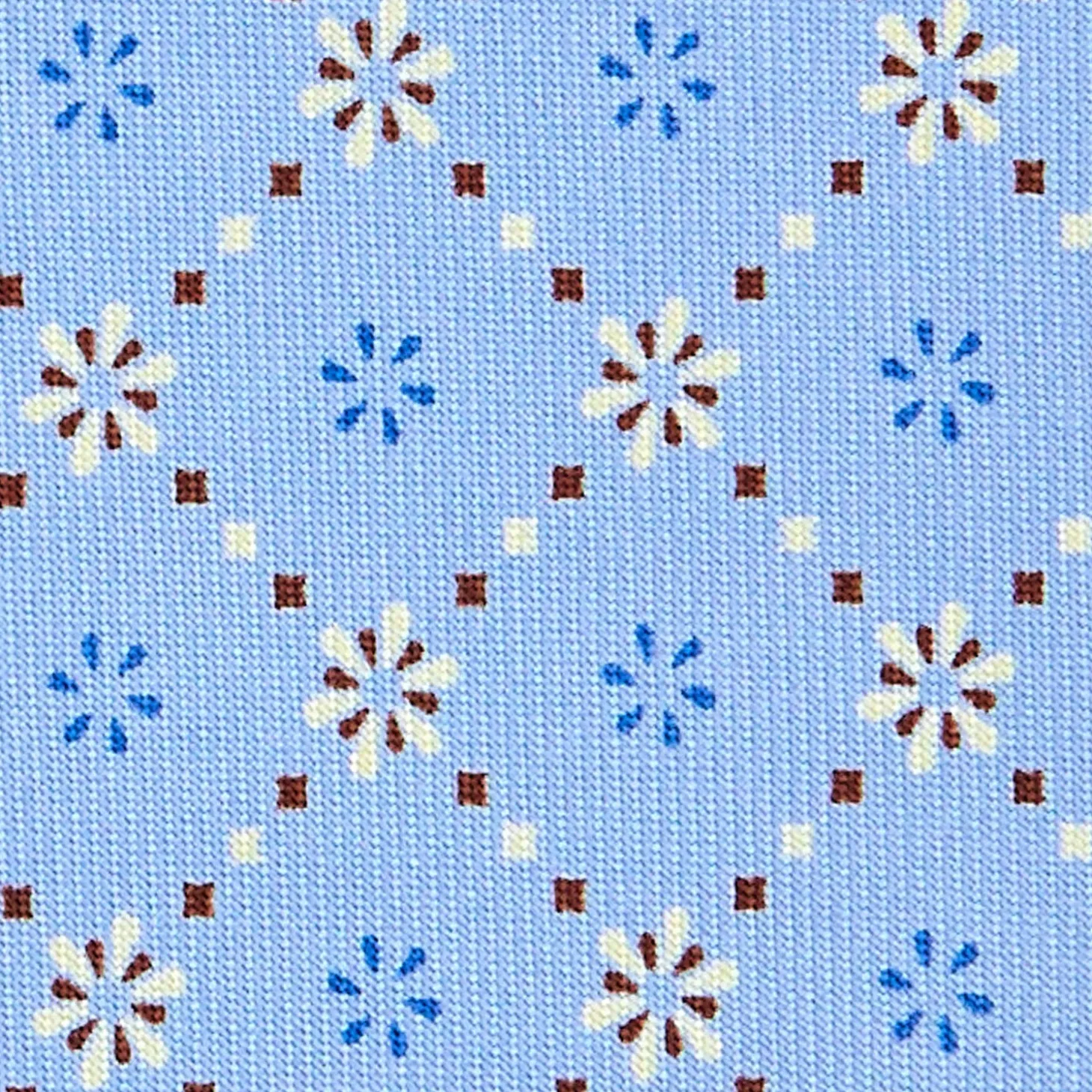 CRAVATTA SARTORIALE CLASSICA IN SETA AZZURRA Microfantasia fiore