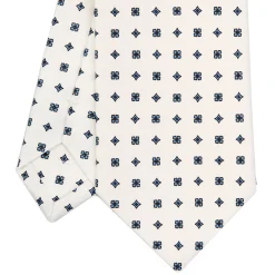 CRAVATTA SARTORIALE CLASSICA IN SETA BIANCA Microfantasia fiore