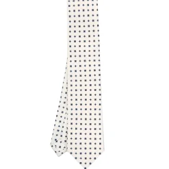 CRAVATTA SARTORIALE CLASSICA IN SETA BIANCA Microfantasia fiore