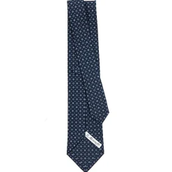 CRAVATTA SARTORIALE CLASSICA IN SETA BLU SCURO Microfantasia fiore