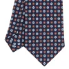CRAVATTA SARTORIALE CLASSICA IN SETA BLU SCURO Microfantasia fiore