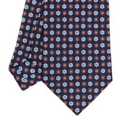 CRAVATTA SARTORIALE CLASSICA IN SETA BLU SCURO Microfantasia fiore