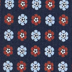 CRAVATTA SARTORIALE CLASSICA IN SETA BLU SCURO Microfantasia fiore