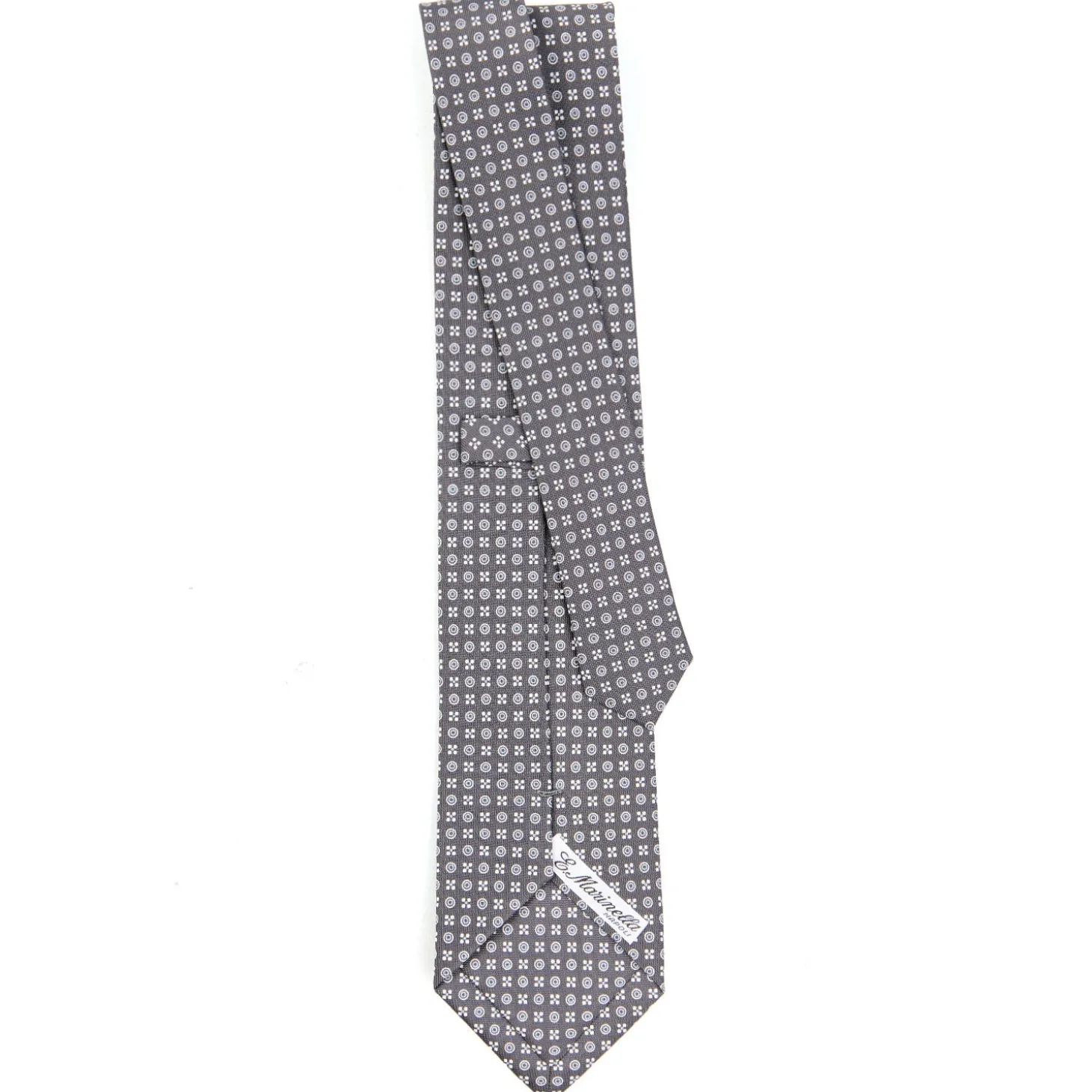 CRAVATTA SARTORIALE CLASSICA IN SETA GRIGIO SCURO Microfantasia fiore