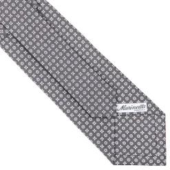 CRAVATTA SARTORIALE CLASSICA IN SETA GRIGIO SCURO Microfantasia fiore