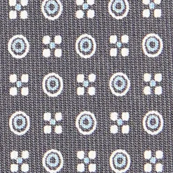 CRAVATTA SARTORIALE CLASSICA IN SETA GRIGIO SCURO Microfantasia fiore
