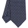 CRAVATTA SARTORIALE CLASSICA IN SETA BLU SCURO Microfantasia fiore