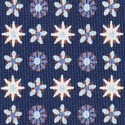 CRAVATTA SARTORIALE CLASSICA IN SETA BLU SCURO Microfantasia fiore