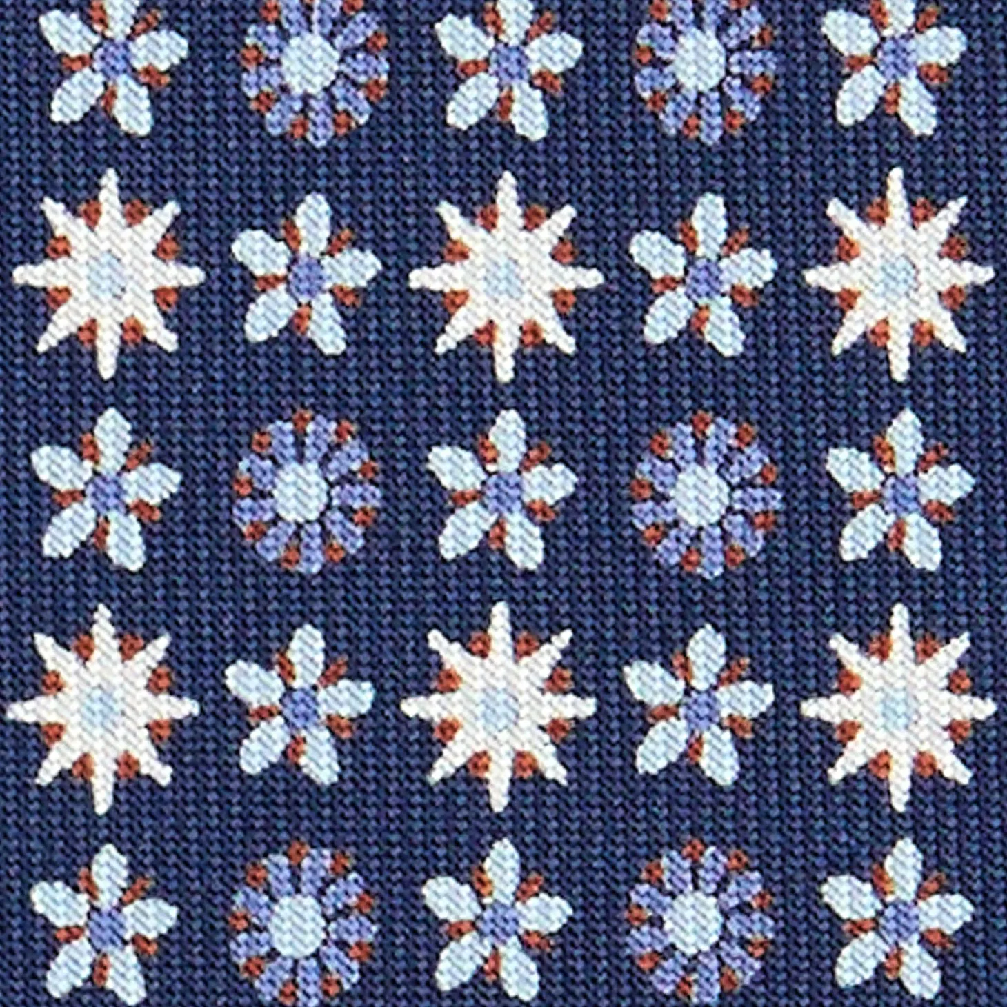 CRAVATTA SARTORIALE CLASSICA IN SETA BLU SCURO Microfantasia fiore