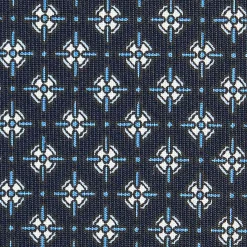 CRAVATTA SARTORIALE CLASSICA IN SETA BLU SCURO Microfantasia fiore