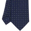CRAVATTA SARTORIALE CLASSICA IN SETA BLU SCURO Microfantasia fiore