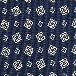 CRAVATTA SARTORIALE CLASSICA IN SETA BLU SCURO Microfantasia fiore