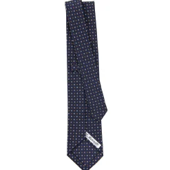 CRAVATTA SARTORIALE CLASSICA IN SETA BLU SCURO Microfantasia fiore