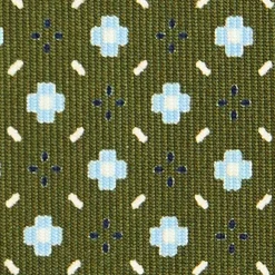 CRAVATTA SARTORIALE CLASSICA IN SETA VERDE OLIVA Microfantasia fiore