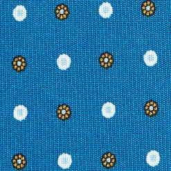 CRAVATTA SARTORIALE CLASSICA IN SETA BLU MEDIO Microfantasia fiore