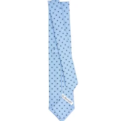 CRAVATTA SARTORIALE CLASSICA IN SETA AZZURRO Microfantasia fiore