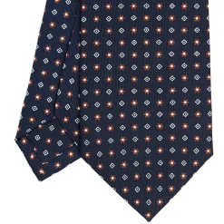 CRAVATTA SARTORIALE CLASSICA IN SETA BLU SCURO Microfantasia fiore