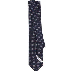 CRAVATTA SARTORIALE CLASSICA IN SETA BLU SCURO Microfantasia fiore