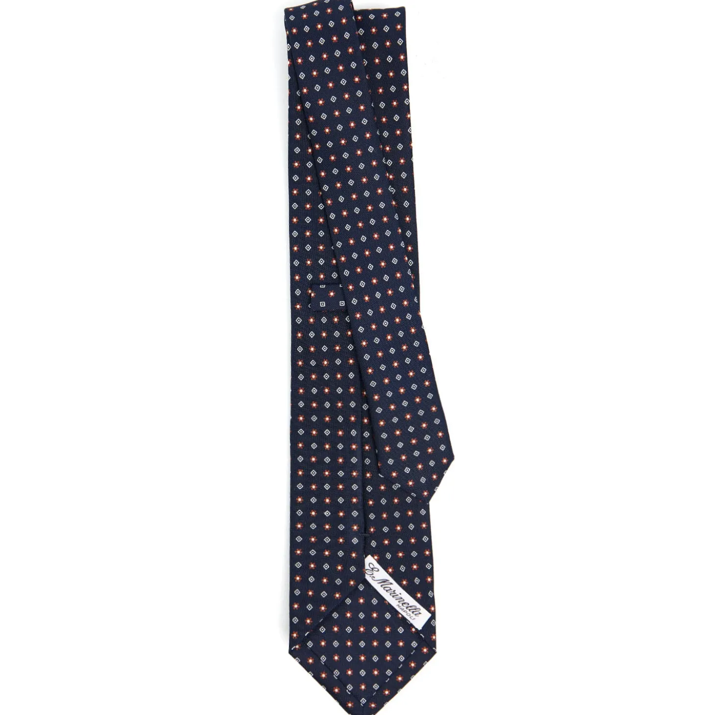 CRAVATTA SARTORIALE CLASSICA IN SETA BLU SCURO Microfantasia fiore