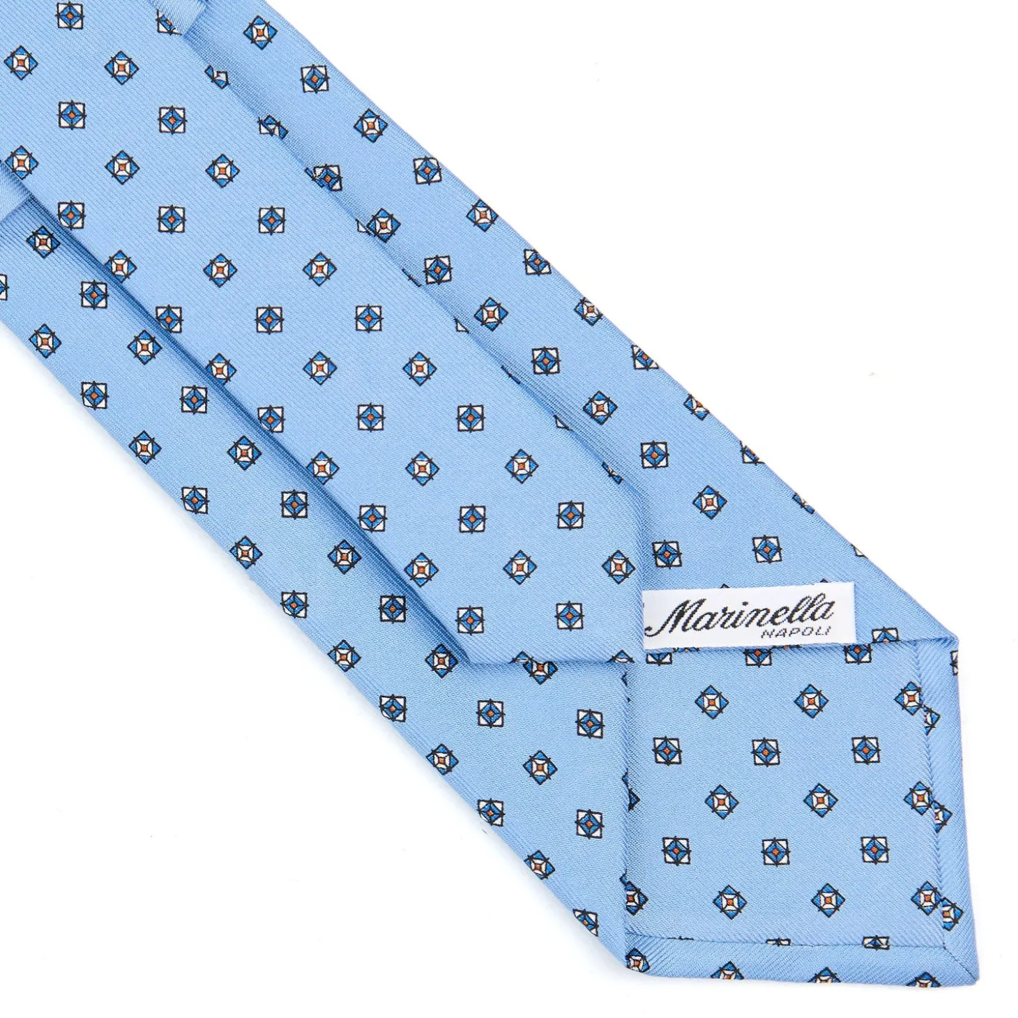 CRAVATTA SARTORIALE CLASSICA IN SETA AZZURRA Microfantasia fiore