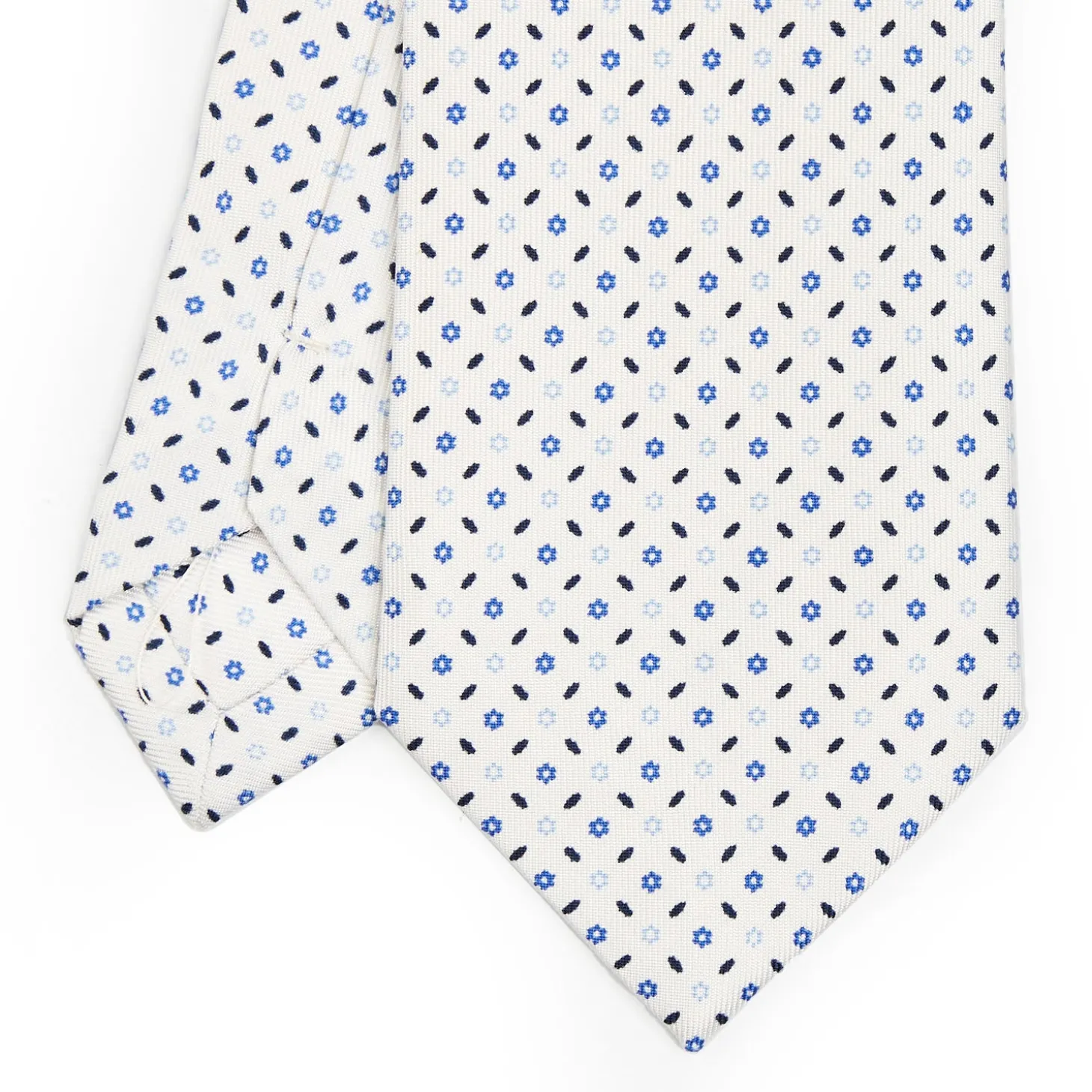 CRAVATTA SARTORIALE CLASSICA IN SETA BIANCA Microfantasia fiore