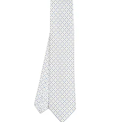 CRAVATTA SARTORIALE CLASSICA IN SETA BIANCA Microfantasia fiore