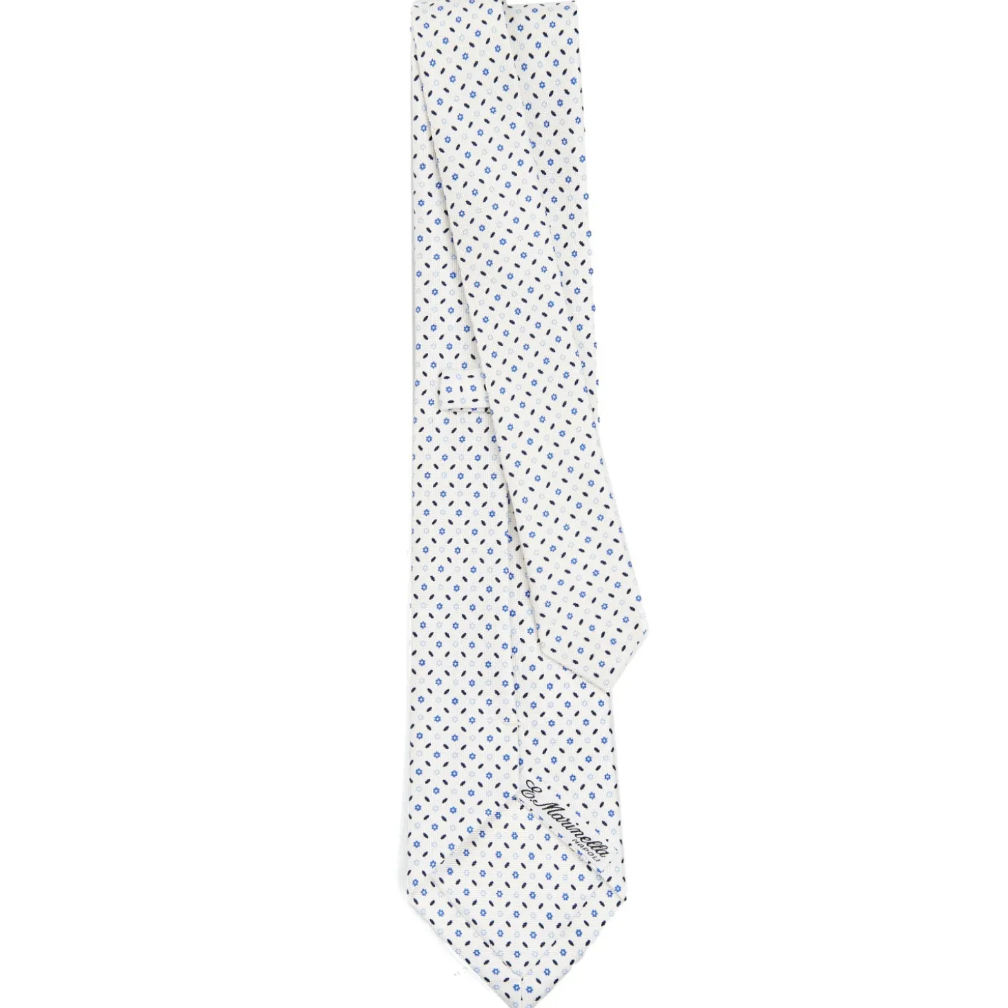 CRAVATTA SARTORIALE CLASSICA IN SETA BIANCA Microfantasia fiore