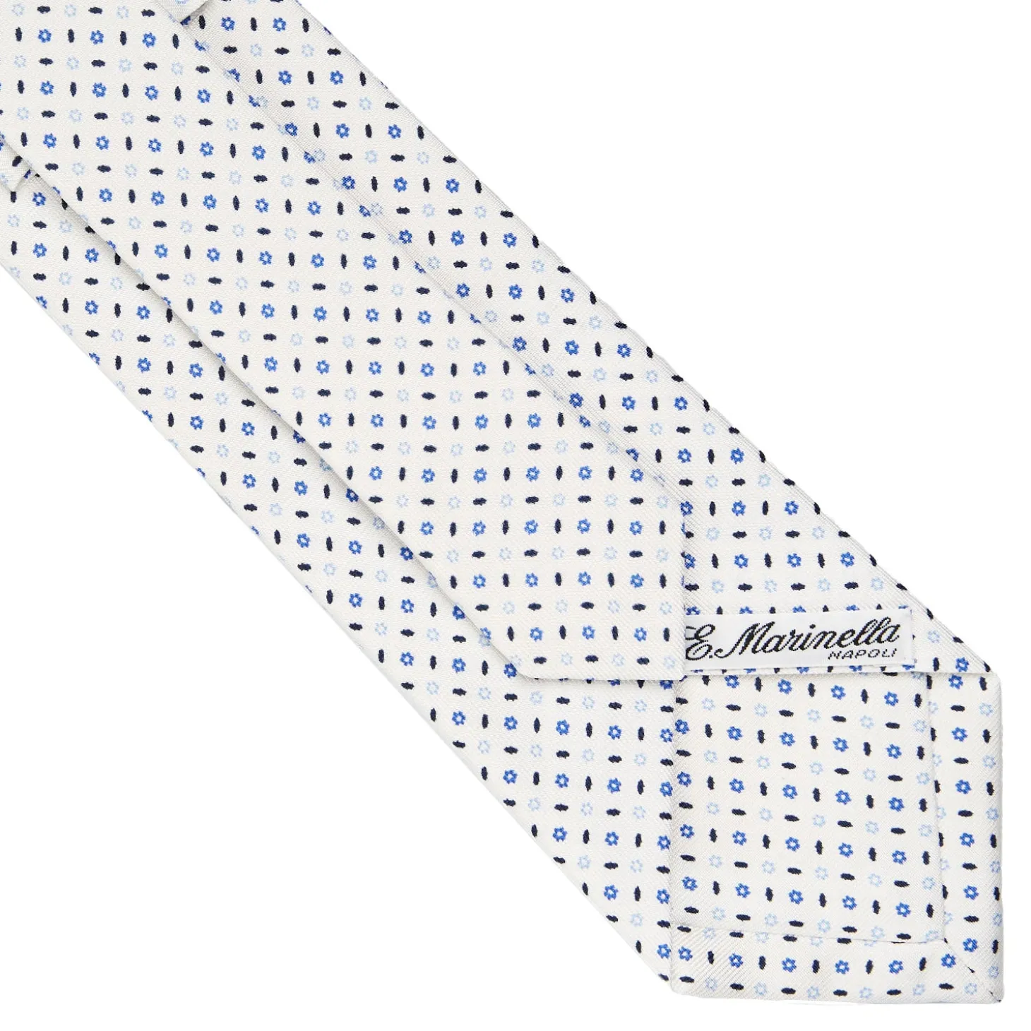 CRAVATTA SARTORIALE CLASSICA IN SETA BIANCA Microfantasia fiore