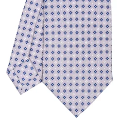 CRAVATTA SARTORIALE CLASSICA IN SETA GRIGIO CHIARO Microfantasia fiore