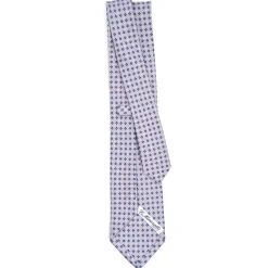 CRAVATTA SARTORIALE CLASSICA IN SETA GRIGIO CHIARO Microfantasia fiore