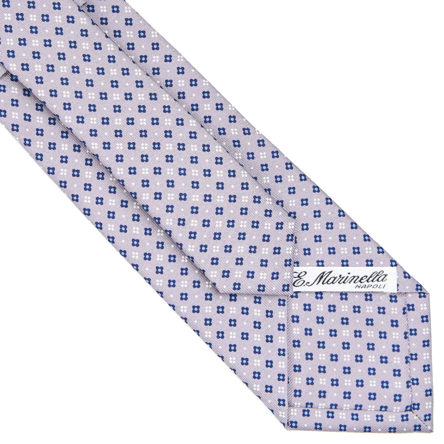 CRAVATTA SARTORIALE CLASSICA IN SETA GRIGIO CHIARO Microfantasia fiore