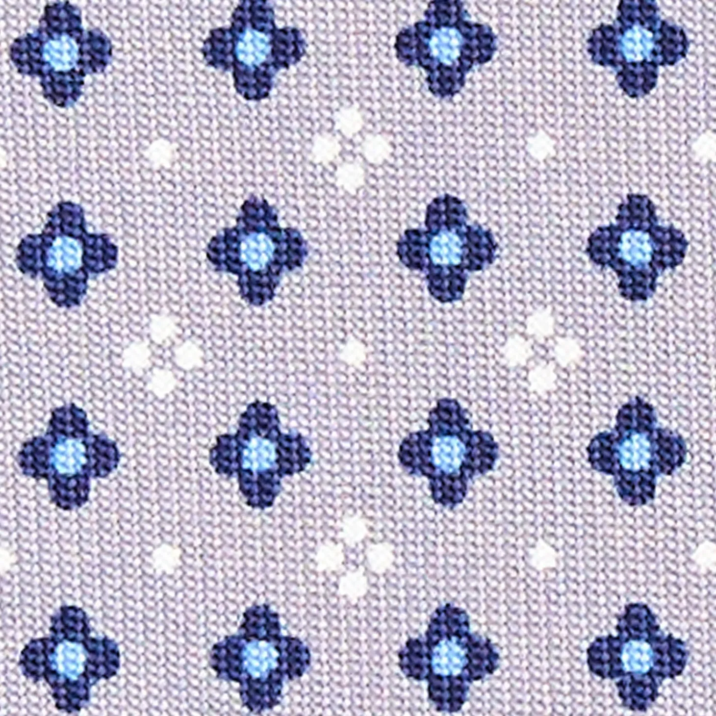 CRAVATTA SARTORIALE CLASSICA IN SETA GRIGIO CHIARO Microfantasia fiore