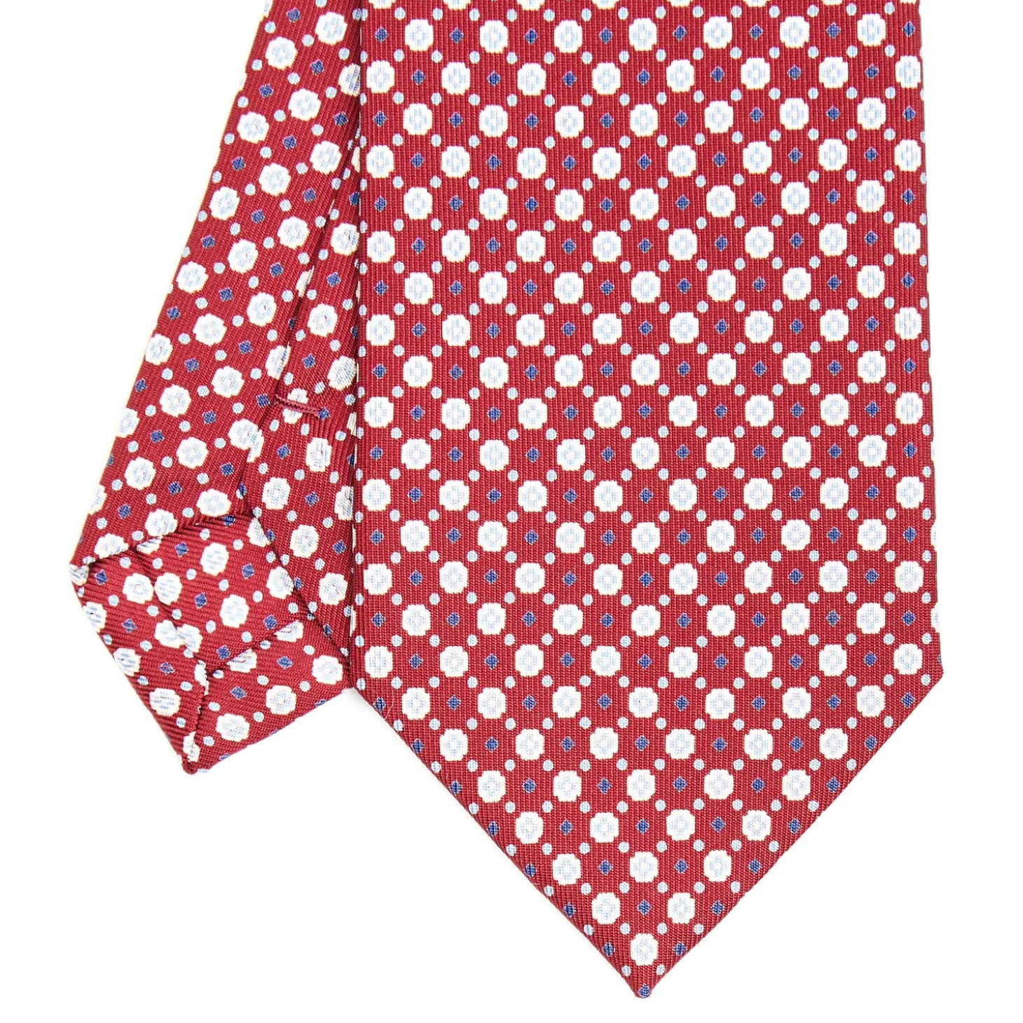 CRAVATTA SARTORIALE CLASSICA IN SETA BORDEAUX Microfantasia fiore