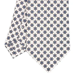 CRAVATTA SARTORIALE CLASSICA IN SETA BIANCA Microfantasia fiore