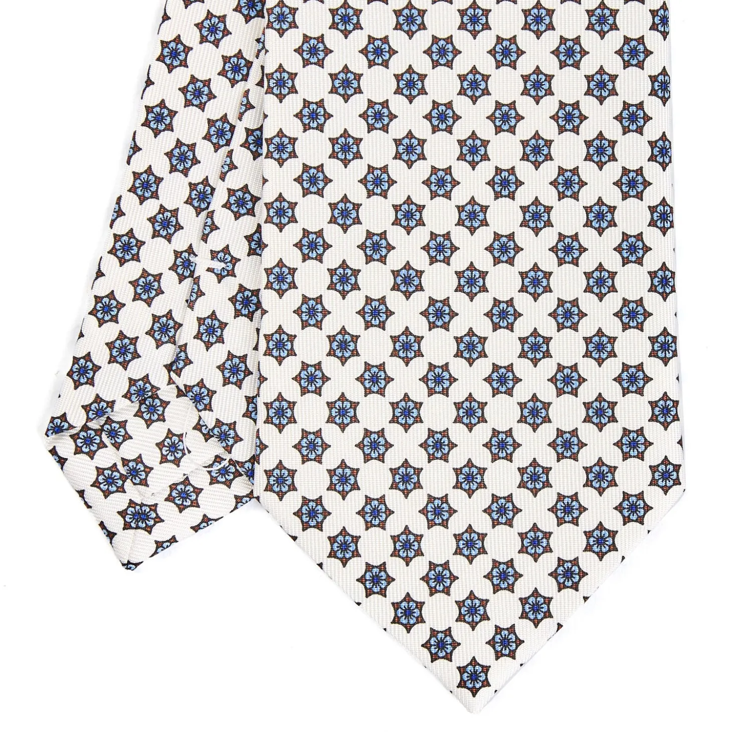 CRAVATTA SARTORIALE CLASSICA IN SETA BIANCA Microfantasia fiore
