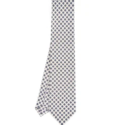 CRAVATTA SARTORIALE CLASSICA IN SETA BIANCA Microfantasia fiore