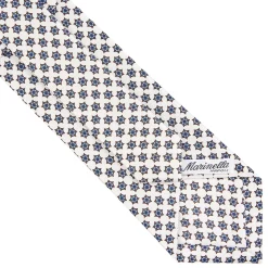 CRAVATTA SARTORIALE CLASSICA IN SETA BIANCA Microfantasia fiore