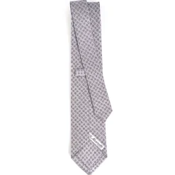 CRAVATTA SARTORIALE CLASSICA IN SETA GRIGIO CHIARO Microfantasia fiore